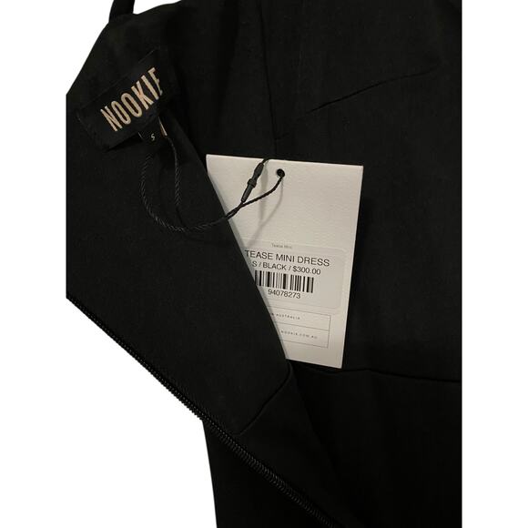 NWT Nookie Tease Mini Dress Small Black Bodycon Ruched Cocktail Party LBD - Picture 10 of 12